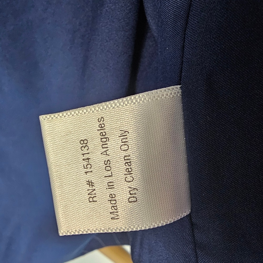 STAUD Navy Pinstripe Cropped Blazer Tailored Chic Minimalist Jacket Size 6 - Picture 6 of 12